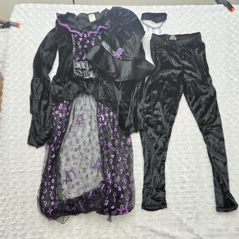 Spirit Halloween Kids Dark Coven Witch Costume Girls Size XL Hat Top Pants set